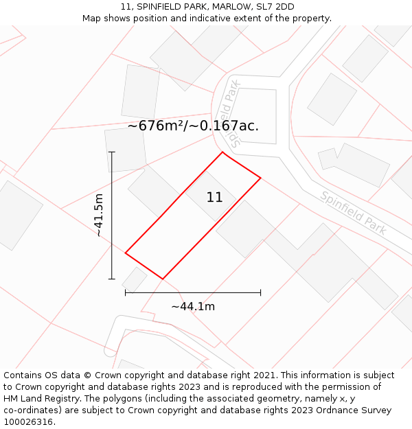 11, SPINFIELD PARK, MARLOW, SL7 2DD: Plot and title map
