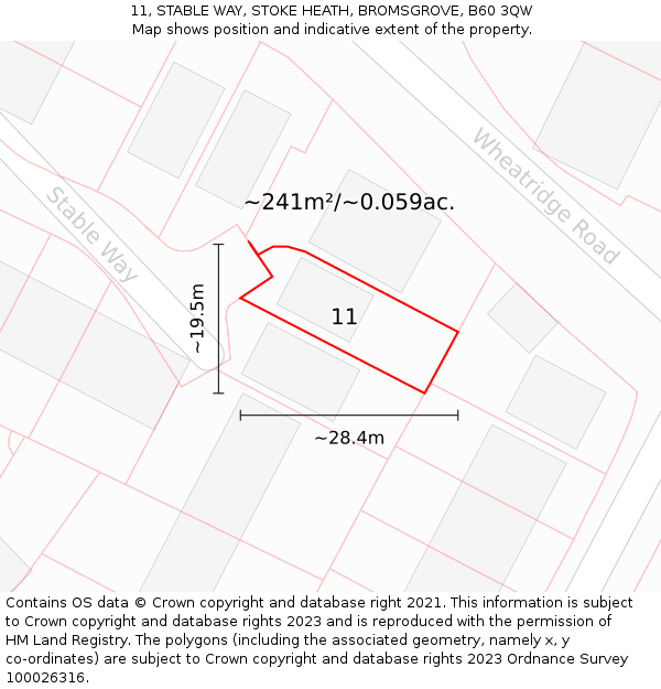 11, STABLE WAY, STOKE HEATH, BROMSGROVE, B60 3QW: Plot and title map