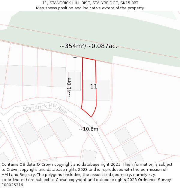 11, STANDRICK HILL RISE, STALYBRIDGE, SK15 3RT: Plot and title map