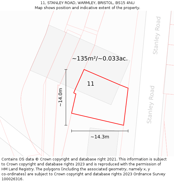 11, STANLEY ROAD, WARMLEY, BRISTOL, BS15 4NU: Plot and title map