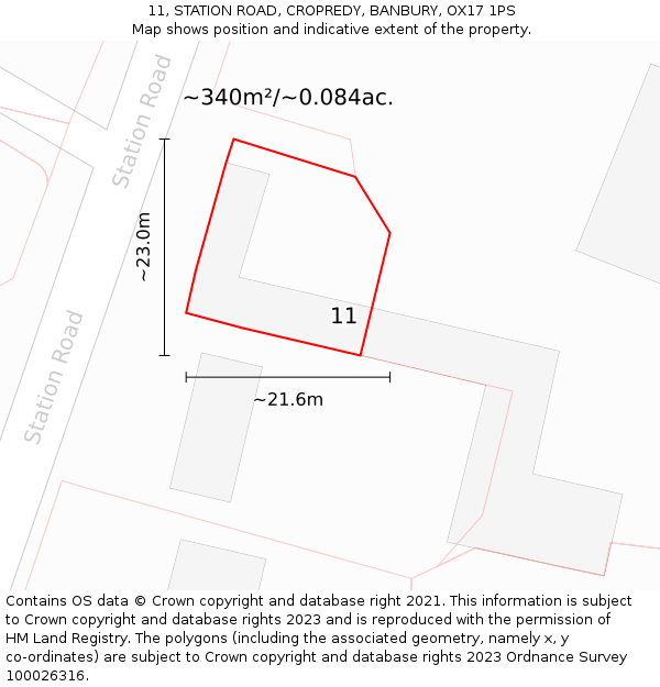 11, STATION ROAD, CROPREDY, BANBURY, OX17 1PS: Plot and title map
