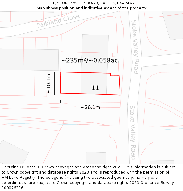 11, STOKE VALLEY ROAD, EXETER, EX4 5DA: Plot and title map