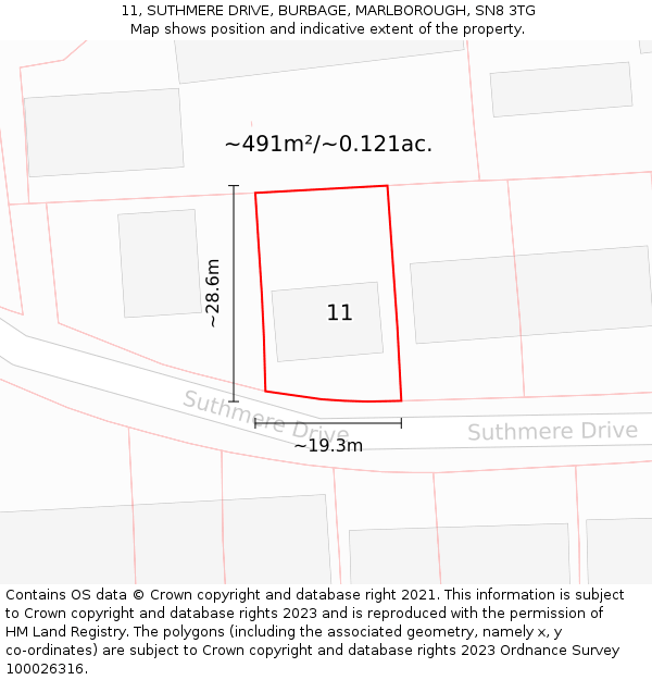 11, SUTHMERE DRIVE, BURBAGE, MARLBOROUGH, SN8 3TG: Plot and title map
