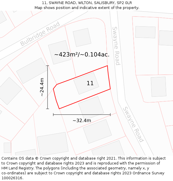 11, SWAYNE ROAD, WILTON, SALISBURY, SP2 0LR: Plot and title map