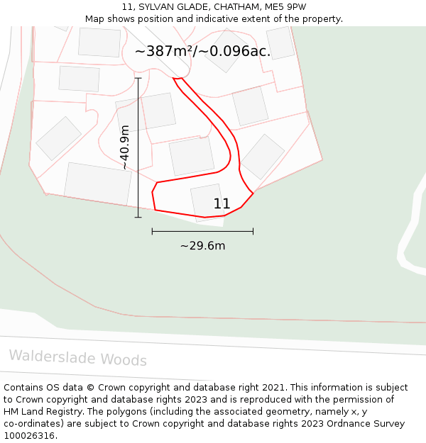 11, SYLVAN GLADE, CHATHAM, ME5 9PW: Plot and title map