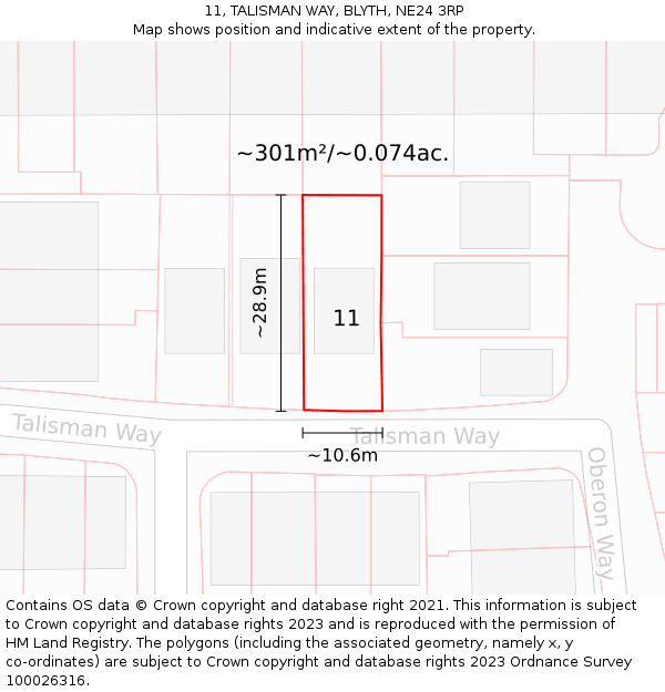 11, TALISMAN WAY, BLYTH, NE24 3RP: Plot and title map