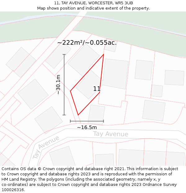 11, TAY AVENUE, WORCESTER, WR5 3UB: Plot and title map