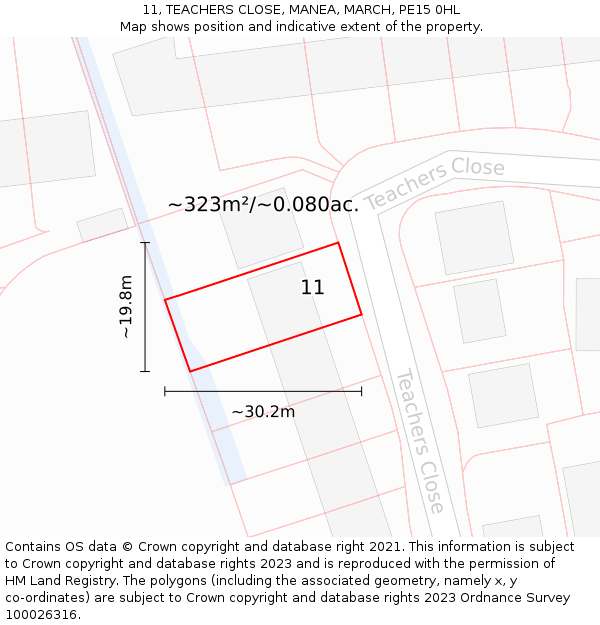 11, TEACHERS CLOSE, MANEA, MARCH, PE15 0HL: Plot and title map
