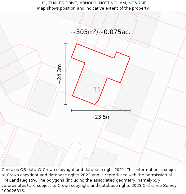 11, THALES DRIVE, ARNOLD, NOTTINGHAM, NG5 7NF: Plot and title map