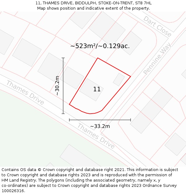 11, THAMES DRIVE, BIDDULPH, STOKE-ON-TRENT, ST8 7HL: Plot and title map