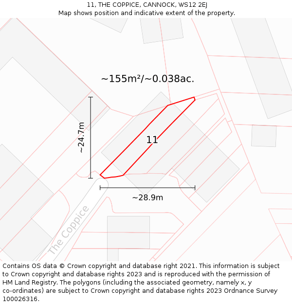 11, THE COPPICE, CANNOCK, WS12 2EJ: Plot and title map