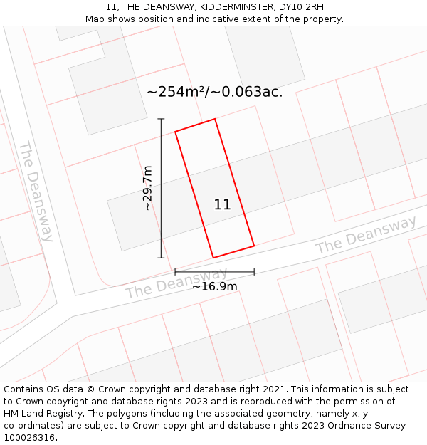 11, THE DEANSWAY, KIDDERMINSTER, DY10 2RH: Plot and title map