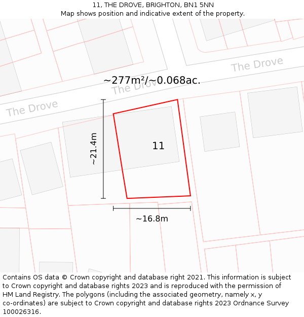 11, THE DROVE, BRIGHTON, BN1 5NN: Plot and title map