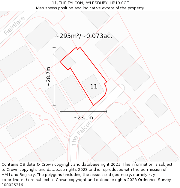 11, THE FALCON, AYLESBURY, HP19 0GE: Plot and title map