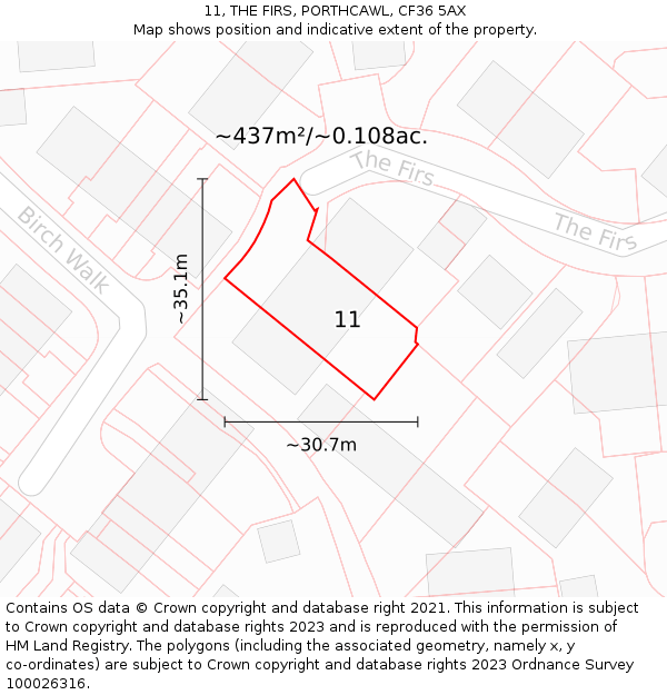 11, THE FIRS, PORTHCAWL, CF36 5AX: Plot and title map