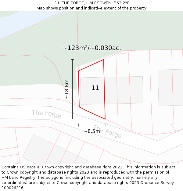 11, THE FORGE, HALESOWEN, B63 2YP: Plot and title map