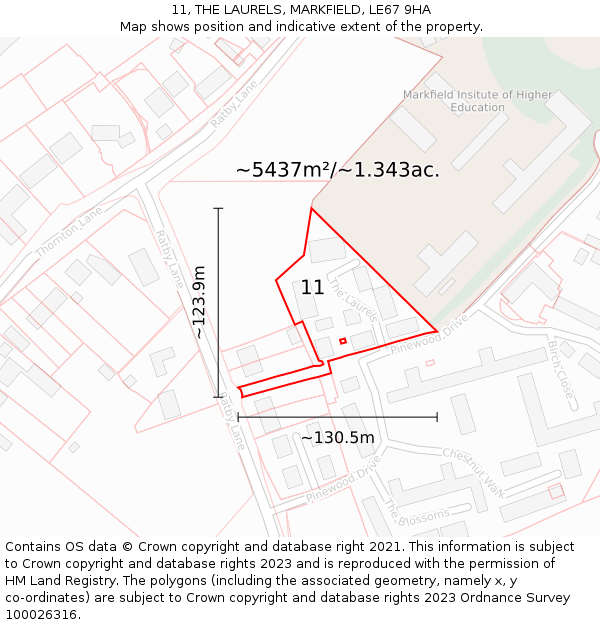 11, THE LAURELS, MARKFIELD, LE67 9HA: Plot and title map