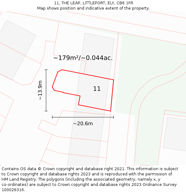 11, THE LEAP, LITTLEPORT, ELY, CB6 1FR: Plot and title map