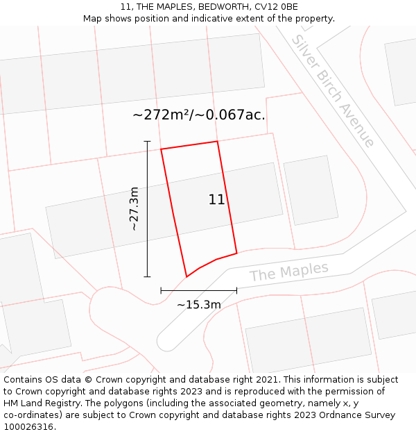 11, THE MAPLES, BEDWORTH, CV12 0BE: Plot and title map