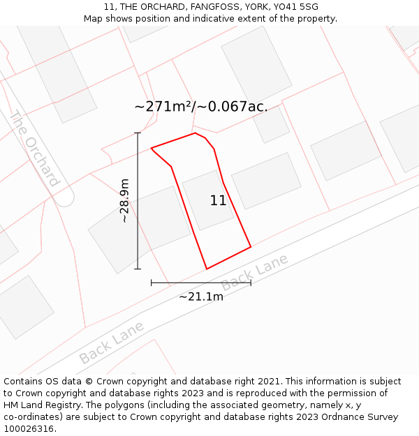 11, THE ORCHARD, FANGFOSS, YORK, YO41 5SG: Plot and title map