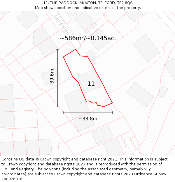 11, THE PADDOCK, MUXTON, TELFORD, TF2 8QS: Plot and title map