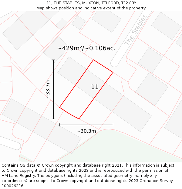 11, THE STABLES, MUXTON, TELFORD, TF2 8RY: Plot and title map