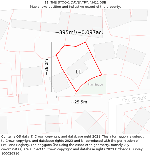 11, THE STOOK, DAVENTRY, NN11 0SB: Plot and title map