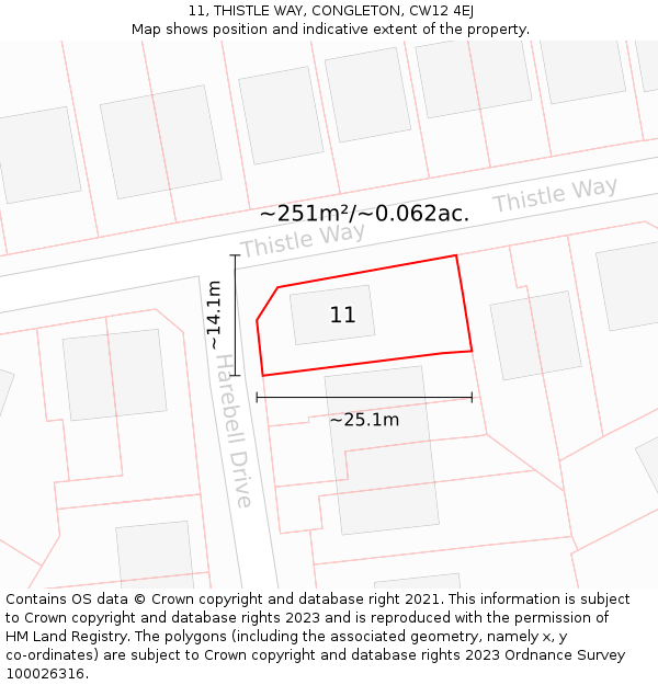 11, THISTLE WAY, CONGLETON, CW12 4EJ: Plot and title map