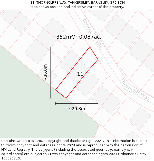 11, THORNCLIFFE WAY, TANKERSLEY, BARNSLEY, S75 3DN: Plot and title map