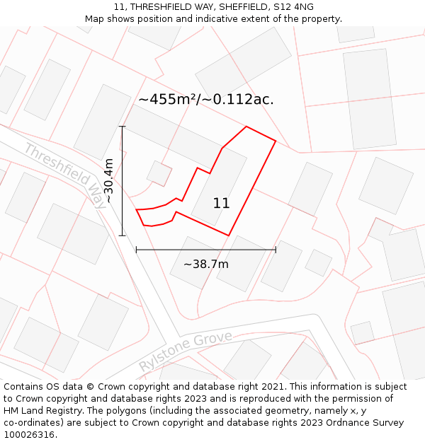 11, THRESHFIELD WAY, SHEFFIELD, S12 4NG: Plot and title map