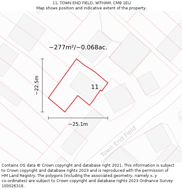 11, TOWN END FIELD, WITHAM, CM8 1EU: Plot and title map