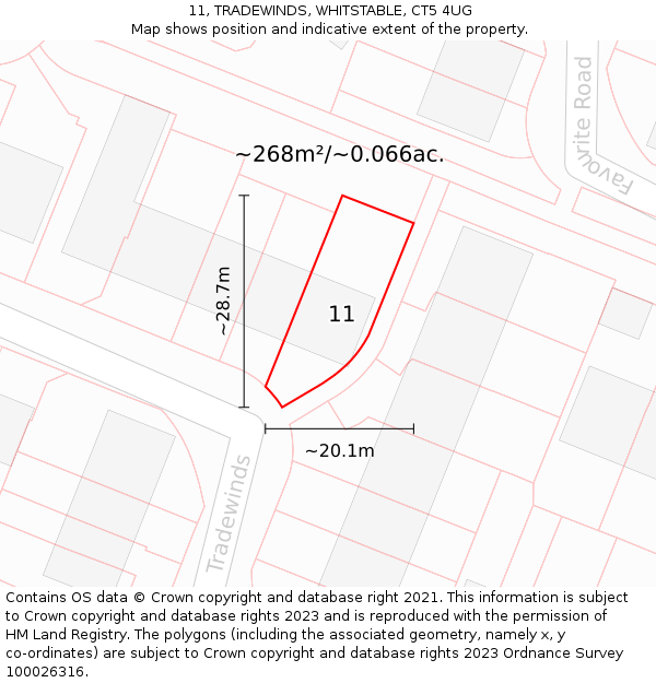 11, TRADEWINDS, WHITSTABLE, CT5 4UG: Plot and title map