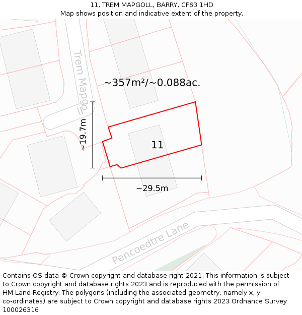 11, TREM MAPGOLL, BARRY, CF63 1HD: Plot and title map