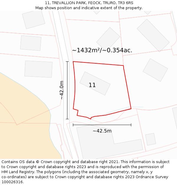 11, TREVALLION PARK, FEOCK, TRURO, TR3 6RS: Plot and title map