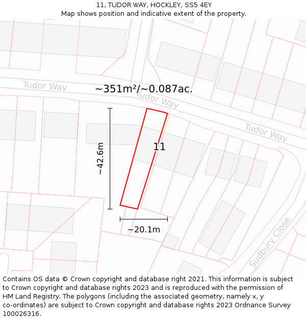 11, TUDOR WAY, HOCKLEY, SS5 4EY: Plot and title map