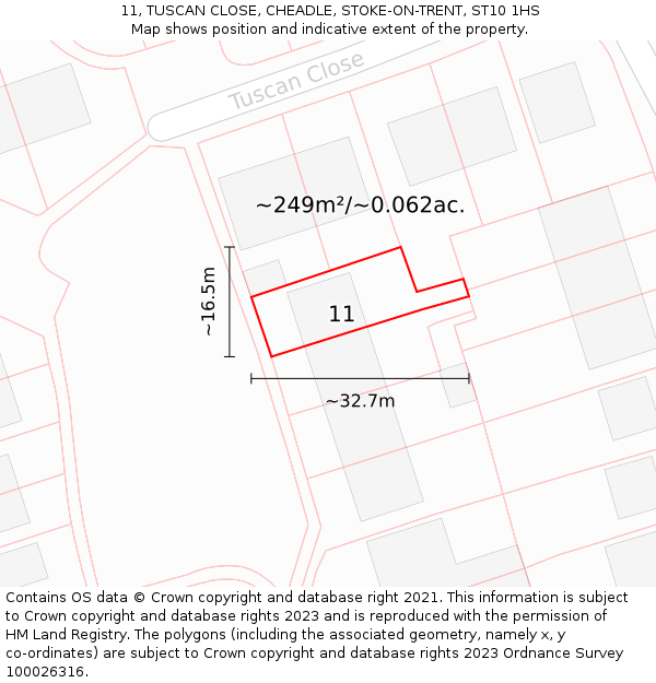 11, TUSCAN CLOSE, CHEADLE, STOKE-ON-TRENT, ST10 1HS: Plot and title map