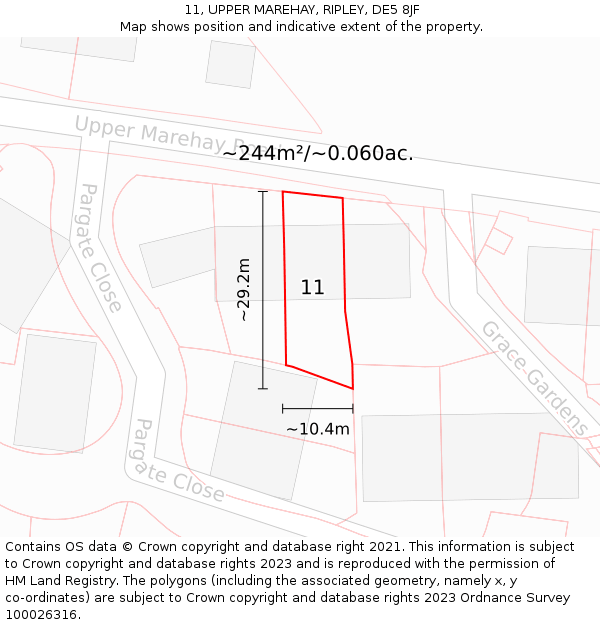 11, UPPER MAREHAY, RIPLEY, DE5 8JF: Plot and title map