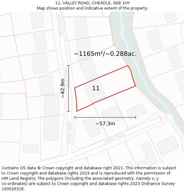 11, VALLEY ROAD, CHEADLE, SK8 1HY: Plot and title map