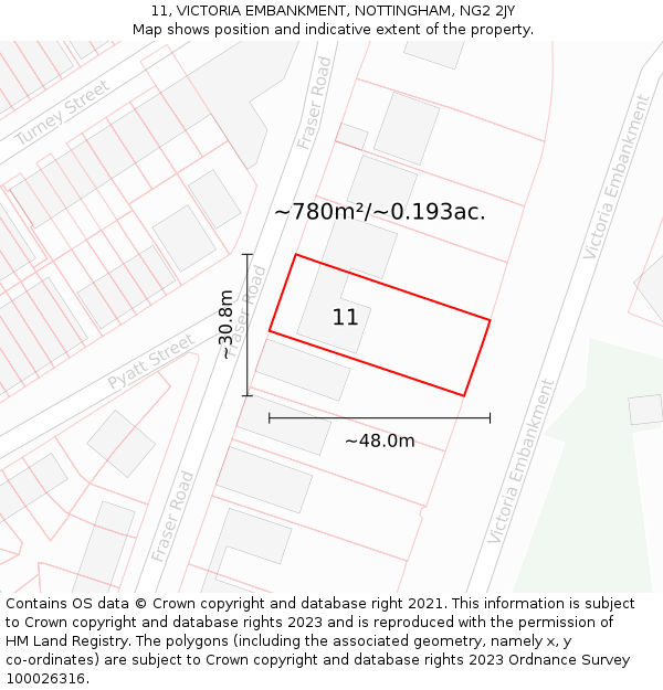 11, VICTORIA EMBANKMENT, NOTTINGHAM, NG2 2JY: Plot and title map
