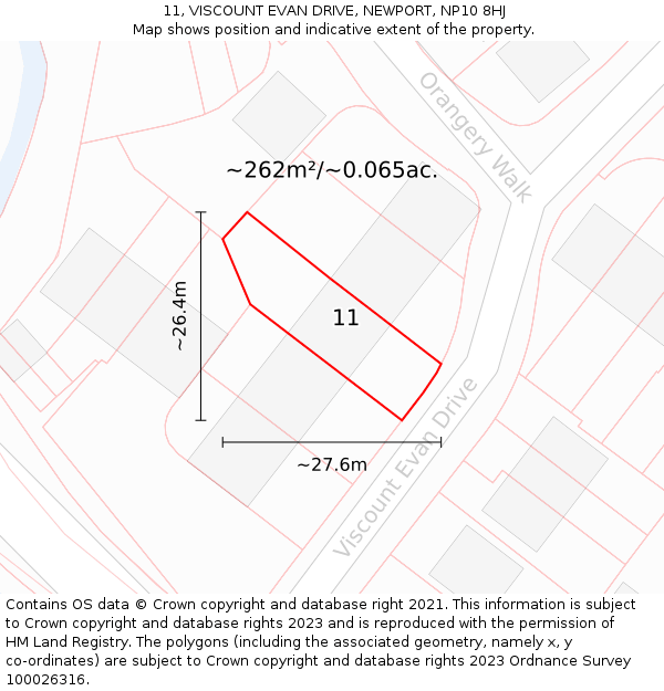 11, VISCOUNT EVAN DRIVE, NEWPORT, NP10 8HJ: Plot and title map