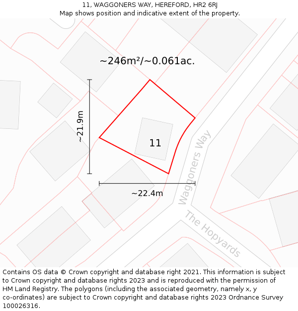 11, WAGGONERS WAY, HEREFORD, HR2 6RJ: Plot and title map