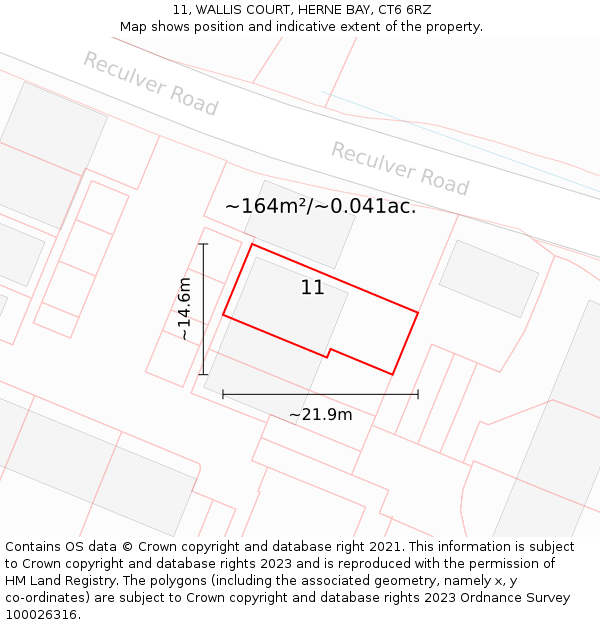 11, WALLIS COURT, HERNE BAY, CT6 6RZ: Plot and title map