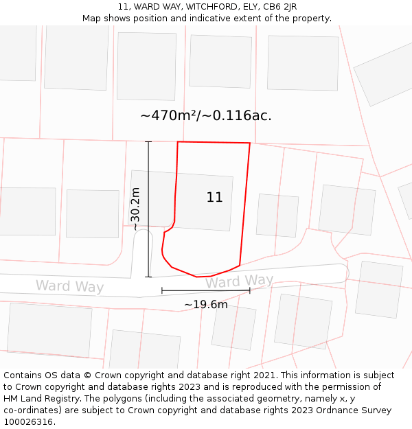 11, WARD WAY, WITCHFORD, ELY, CB6 2JR: Plot and title map