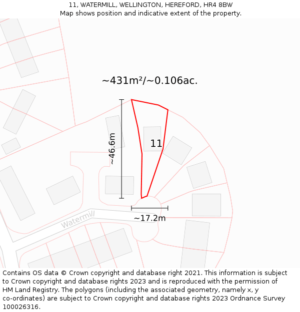 11, WATERMILL, WELLINGTON, HEREFORD, HR4 8BW: Plot and title map