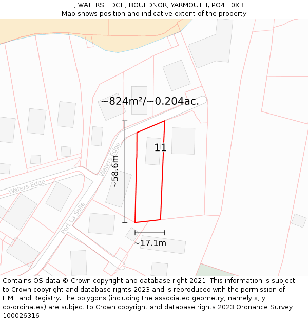 11, WATERS EDGE, BOULDNOR, YARMOUTH, PO41 0XB: Plot and title map
