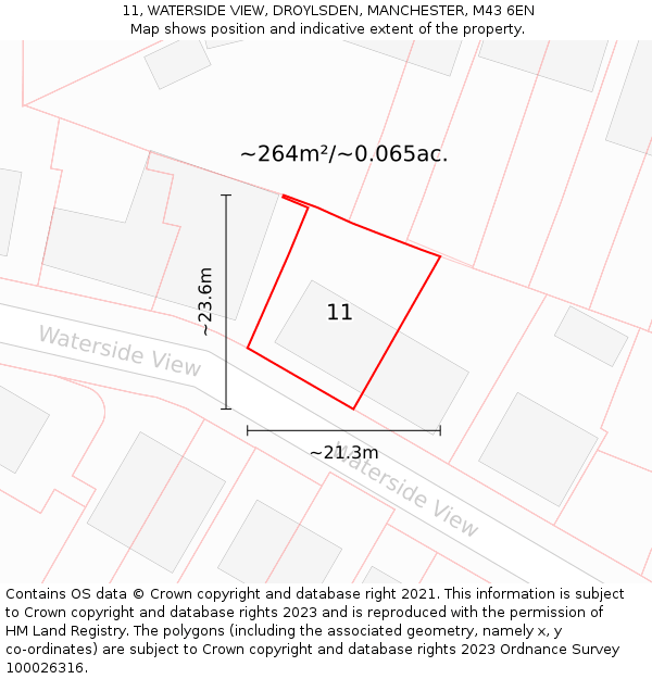 11, WATERSIDE VIEW, DROYLSDEN, MANCHESTER, M43 6EN: Plot and title map