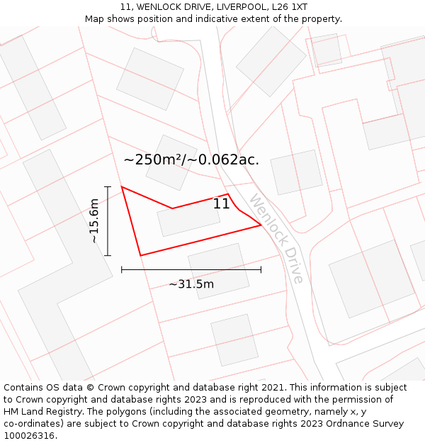 11, WENLOCK DRIVE, LIVERPOOL, L26 1XT: Plot and title map