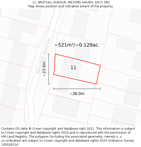 11, WESTHILL AVENUE, MILFORD HAVEN, SA73 2RD: Plot and title map