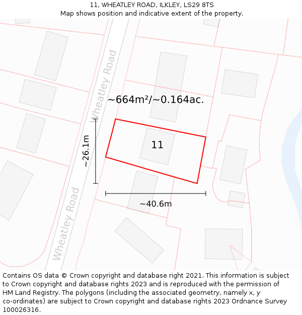 11, WHEATLEY ROAD, ILKLEY, LS29 8TS: Plot and title map