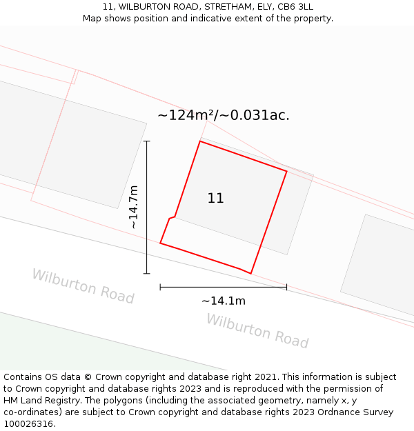 11, WILBURTON ROAD, STRETHAM, ELY, CB6 3LL: Plot and title map